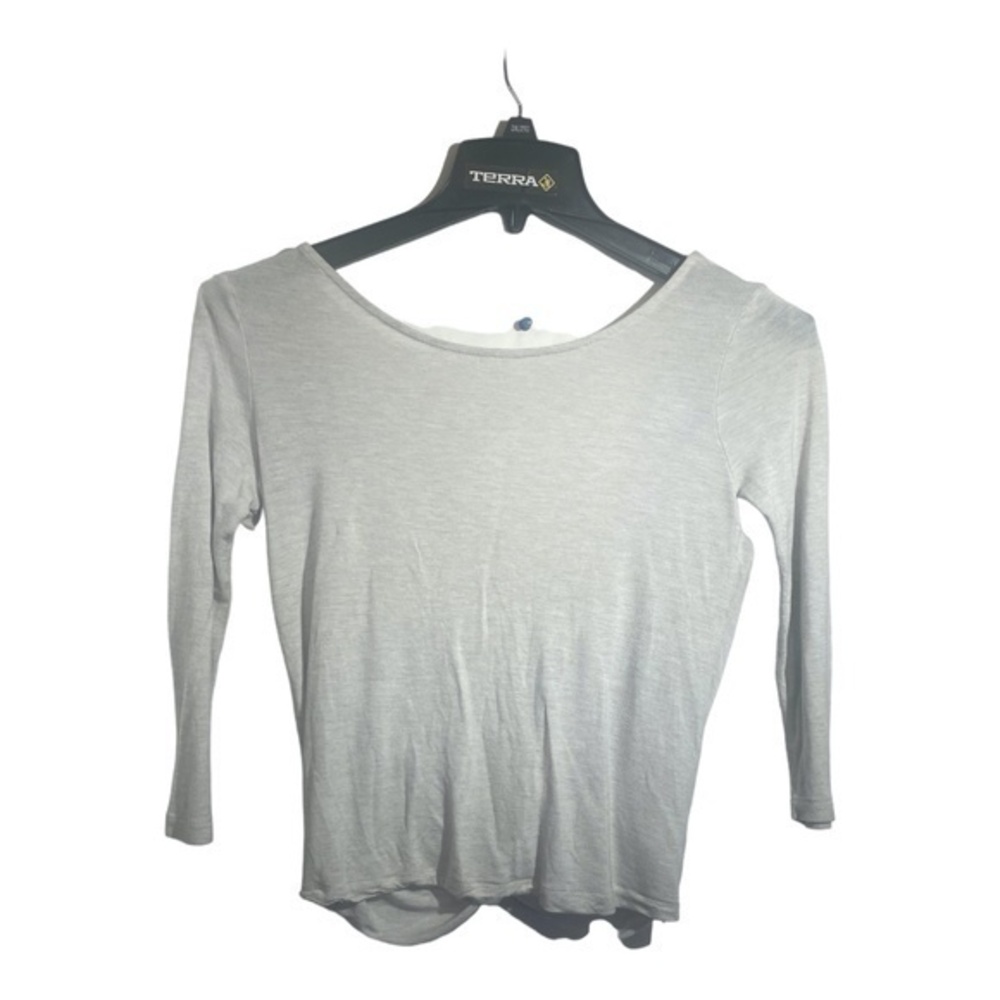 Dynamite Womens Light Grey Open Back 3/4 Sleeve Lightweight Top Size Small